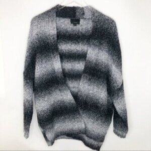 Lumiere Women's Grey Black Stripe Open Cardigan Sweater Size Small